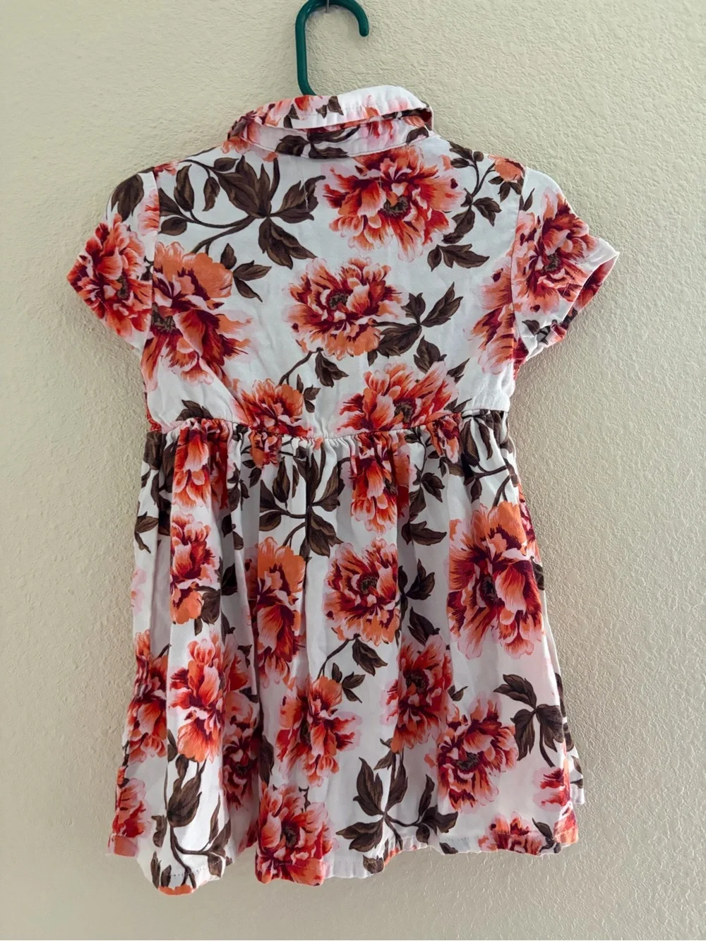 Old Navy White Floral Smocked Polo Dress - Orange & Brown Flowers